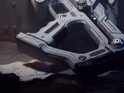 Sci-fi gun Low-poly 3D model 6