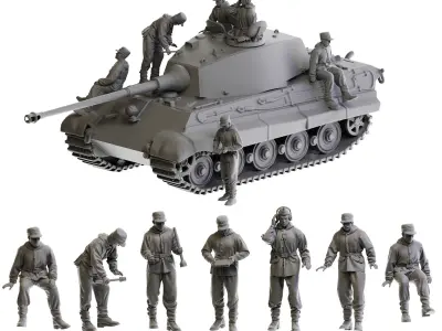 German Tankman ww2 Collection 3D Model Pack