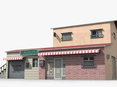 Japanese House x18 Low-poly 3D model