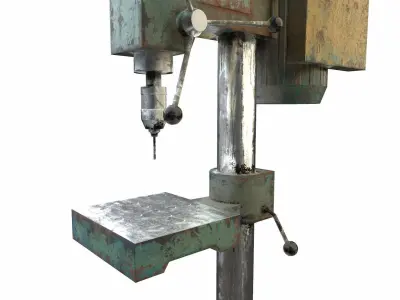 Old drill press industrial machine tool da1 Low-poly 3D model