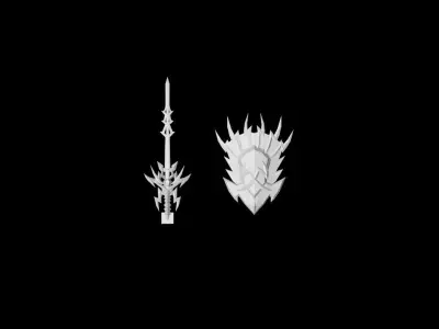Thunder Thorn - Sword and Shield Low-poly 3D model