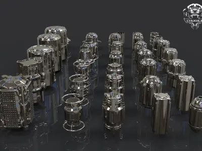 Sci-fi Hard Surface kitbash cylinder Low-poly 3D model