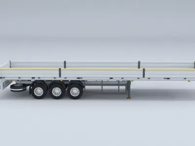 Flatbed Trailer For Semi Truck Low-poly model -3D Printer Models 3D model