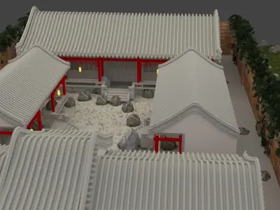 Chinese ancient courtyard house  3D model buy