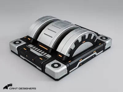 Sci-Fi Industrial Reactor Unit Low-poly 3D model