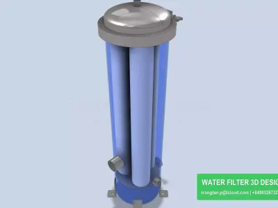304 Stainless Steel 3 Cartridge Filter Housing 20 Inch 3D model