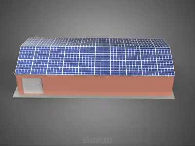 SOLAR PANEL ROOF PV POWERED SHED WAREHOUSE STOREHOUSE DEPOT BARN 3D model