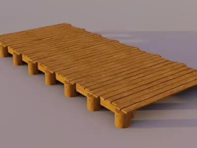 Low wooden pontoon  for diorama 3D model