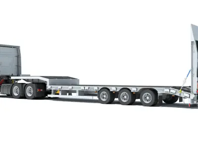 Lowboy Trailer with Semi Truck 3D model