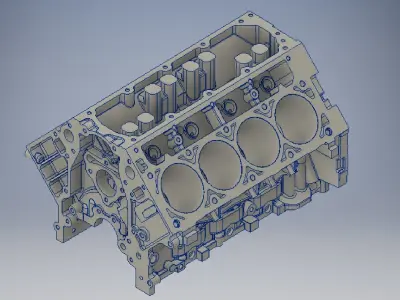 v8 engine block 3D model