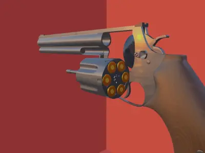 Realistic animated  6 shot revolver Free 3D model