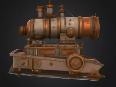 Steampunk Dominion Canon Low-poly 3D model