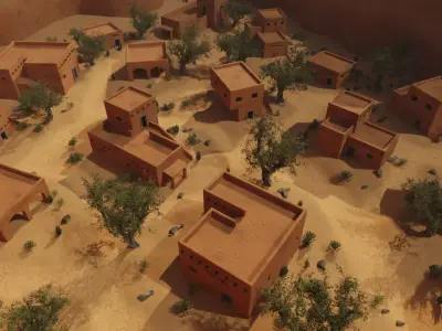 Desert Oasis Settlement village  3D model