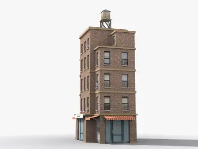 Apartment Building x15 Low-poly 3D model