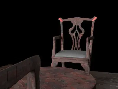 3D Historic Table and Chair Set - for game assets and Animation Free low-poly 3D model