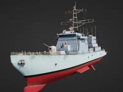 destroyer ship Low-poly 3D model by ayodb3d