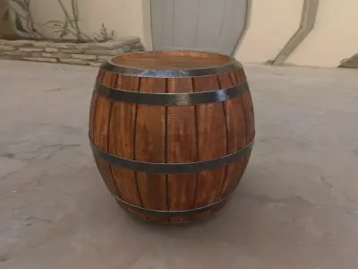 Varnished Wooden Barrel 3D model