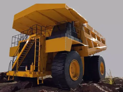 Low Poly Mining Dump Truck PBR Game Ready Industrial Vehicle Low-poly 3D model