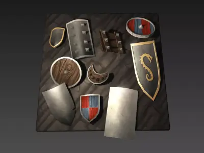 Simple Shields Low-poly 3D model