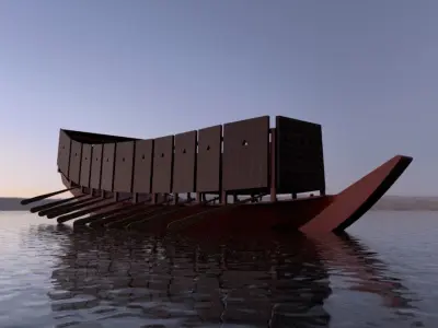 Sengoku period Samurai warship- Hayabune Low-poly 3D model