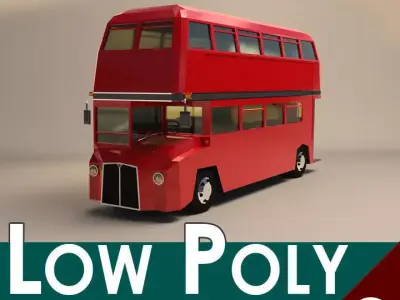 Low Poly Cartoon London Bus Low-poly 3D model