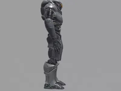 Gunmetal Black Futuristic Combat Mech 3D model