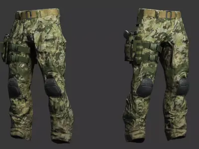Modern Tactical Combat Pants MultiCam - Game Ready Low-poly 3D model