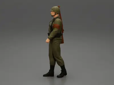 Soldier walking carrying a rifle 3D print model
