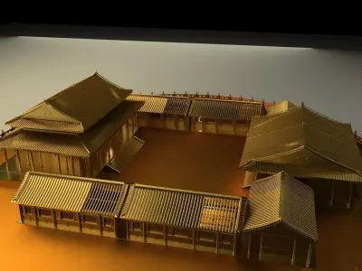 Chinese ancient courtyard house  3D model