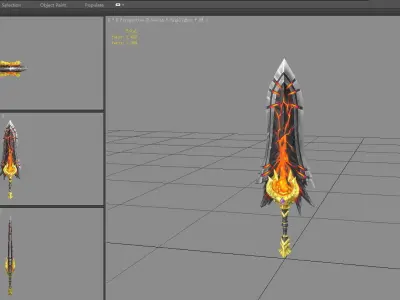 Golden dragon lava sword Low-poly 3D model