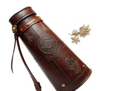 Ornate Leather Quiver with Metal Emblem Model Pack Low-poly 3D model