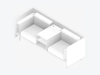 Sofa - Contemporary - Flame - Medium - Central Shelf Low-poly 3D model get