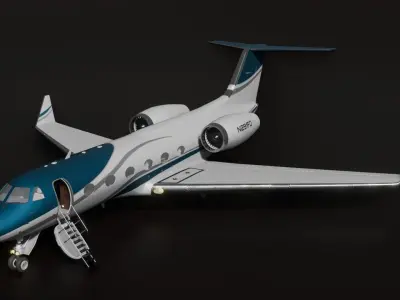 Gulfstream IV Private Jet Low-poly 3D model