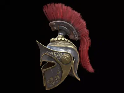 Spartans Warrior Helmet PBR Low-poly 3D model