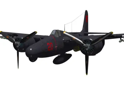 Grumman F7F Tigercat 3D model buy