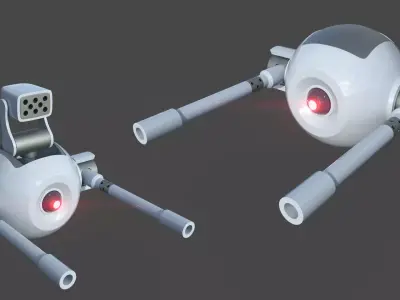 Rigged Lowpoly Mech Spherical Fighter Drone Low-poly 3D model
