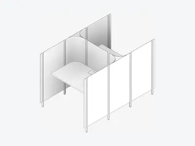 Office Pod - Workspace - Officetec - Open - Back To Back Low-poly 3D model