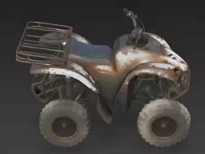 Realistic Weathered Abandoned ATV Quad Bike 3D Model Low-poly 3D model