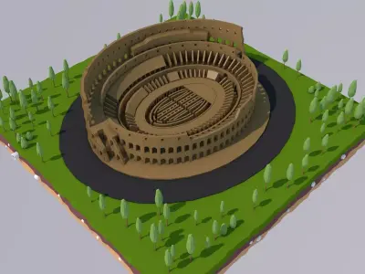 Low Poly Colosseum Rome Italy Landmark Low-poly 3D model