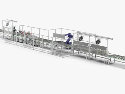 Automatic Elevator Door Panel Assembly Line 3D model