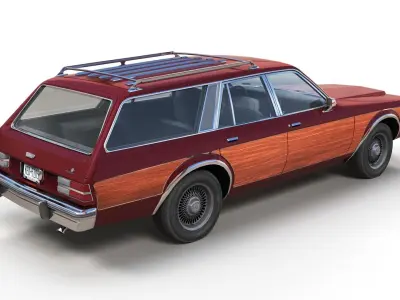 American station wagon Low-poly 3D model