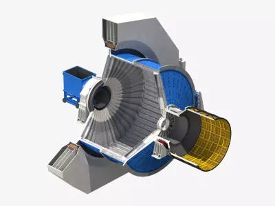 Ball Mill - SAG - Low Poly  Low-poly 3D model
