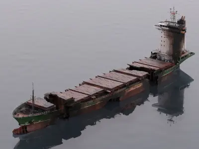 Burned and destroyed ship 3D model