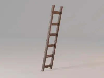 Wooden ladder Low-poly 3D model