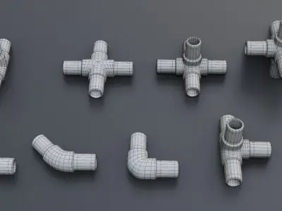 Plastic Water Pipes kitbash Low-poly 3D model