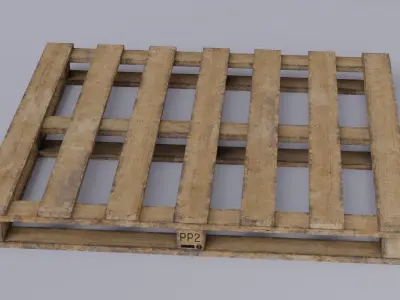 Industrial wooden pallet Low-poly 3D model