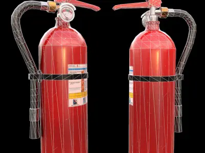 Fire Extinguisher game ready Low-poly PBR textures Low-poly 3D model