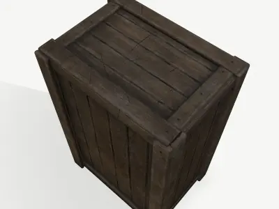 Wooden box Low-poly 3D model by dereza