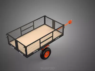FLATBED MESH TRAILER CART TOW TRACTOR WAGON TROLLEY DOLLY GARDEN 3D model