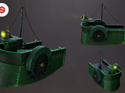 Cartoon ship - boat Low-poly 3D model